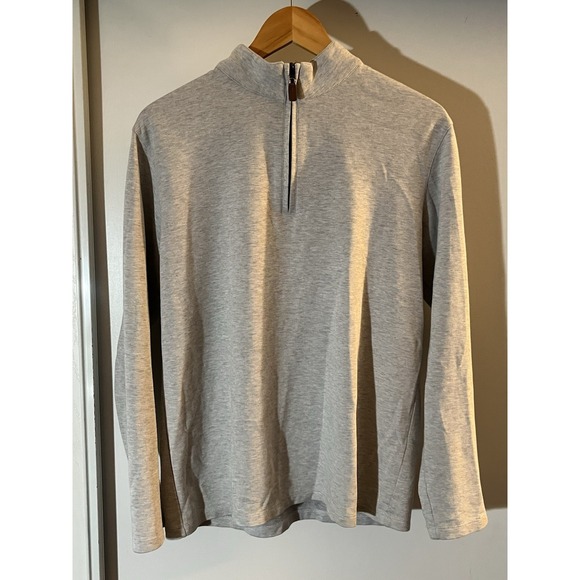 Mizzen+Main Sweatshirt Men Size Medium Ash Grey Heather Quarter Zip Cotton Modal - Picture 1 of 16